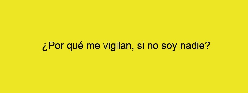 ¿Por Qué Me Vigilan, Si No Soy Nadie?