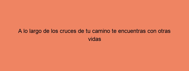 A Lo Largo De Los Cruces De Tu Camino Te Encuentras Con Otras Vidas