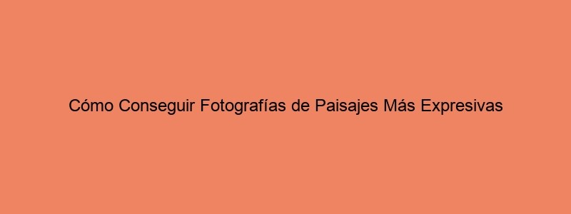 Cómo Conseguir Fotografías De Paisajes Más Expresivas