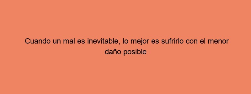 Cuando Un Mal Es Inevitable, Lo Mejor Es Sufrirlo Con El Menor Daño Posible