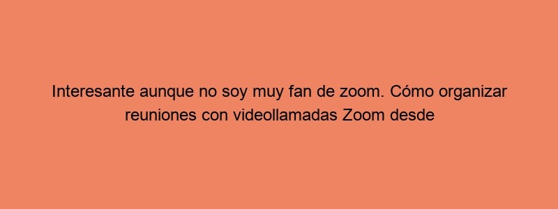 Interesante Aunque No Soy Muy Fan De Zoom. Cómo Organizar Reuniones Con Videollamadas Zoom Desde Una Web WordPress