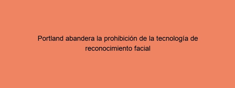 Portland Abandera La Prohibición De La Tecnología De Reconocimiento Facial